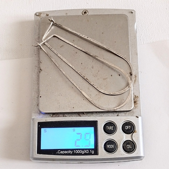 🤍 Vintage Artisan Solid 925 Sterling Silver Oblong Hoop Earrings Handmade - Picture 5 of 5